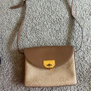 Nina Ricci Elegant Brown and Cream Crossbody Bag